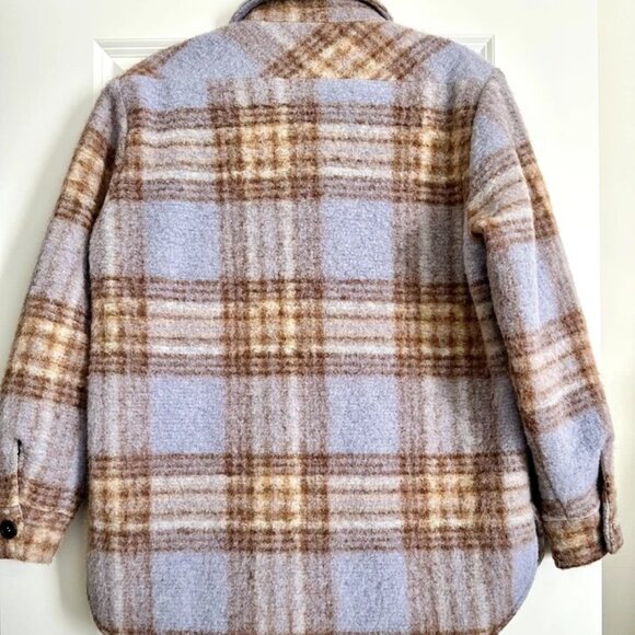 THE ANDAMANE Evita Wool Blend Check Plaid Shirt Jacket in Blue Multi Size XS - Picture 8 of 8